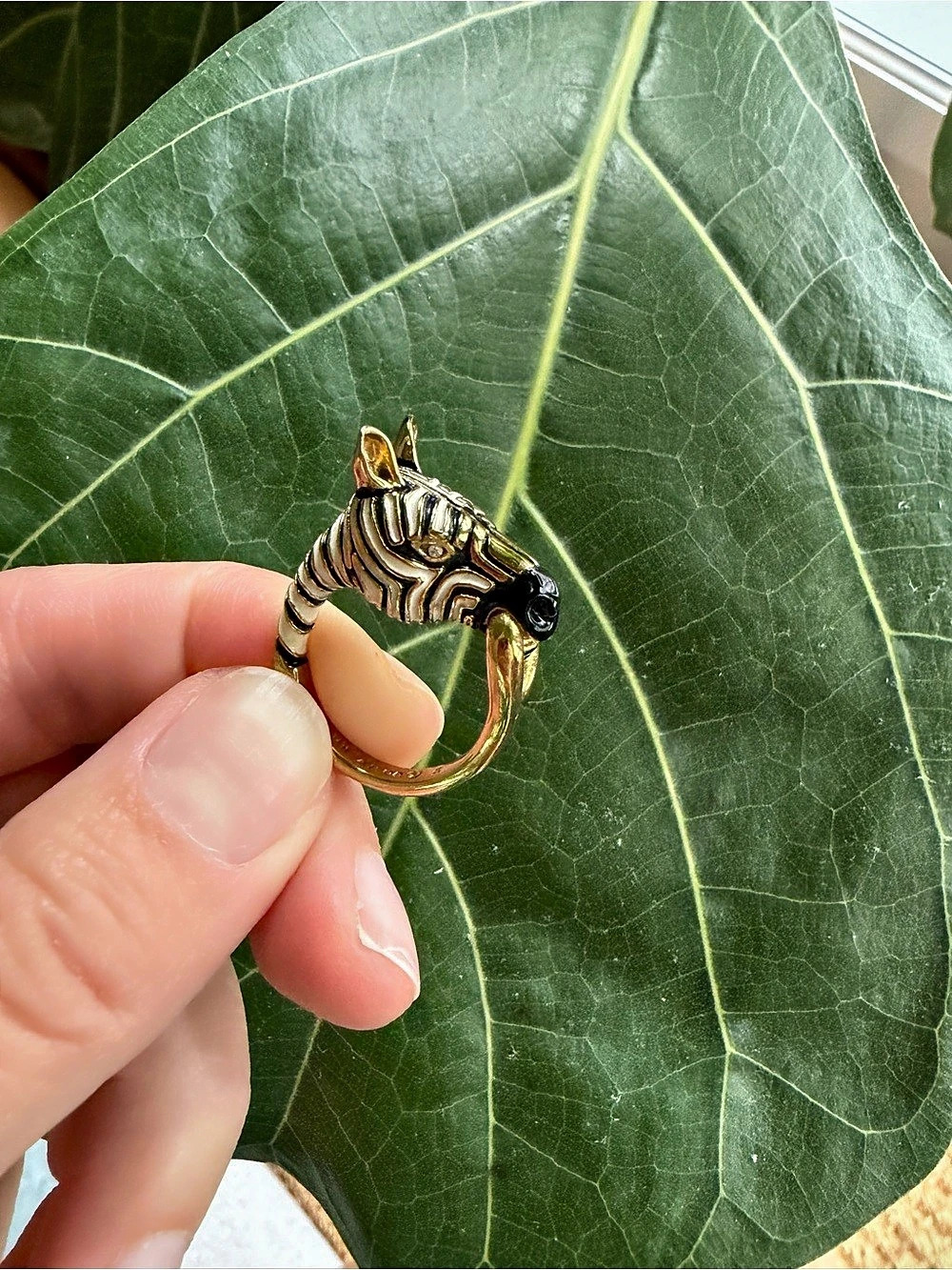 Gucci-style Gold Black and White Zebra Head Ring by Ann Taylor 6